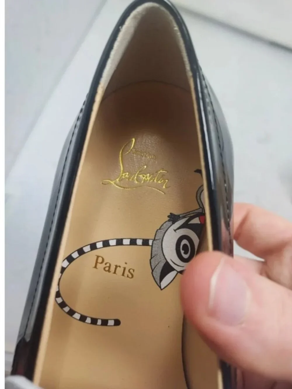 Christian Louboutin Boys Black White Red Penny Loafer
